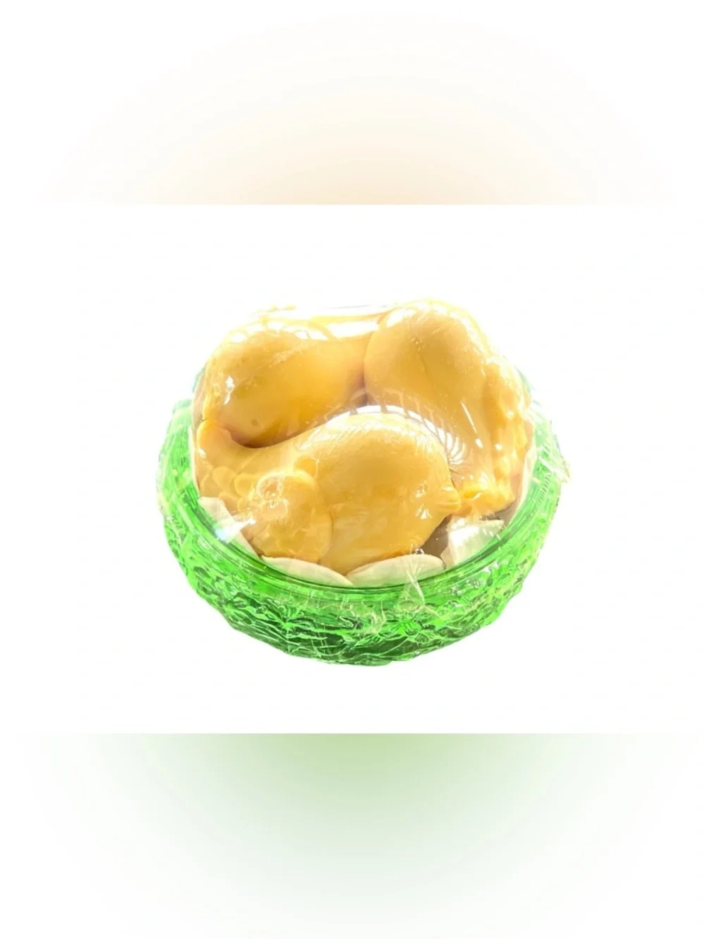 Avon “Love Nest” Soap Dish Set – Green Glass & Bird Soaps